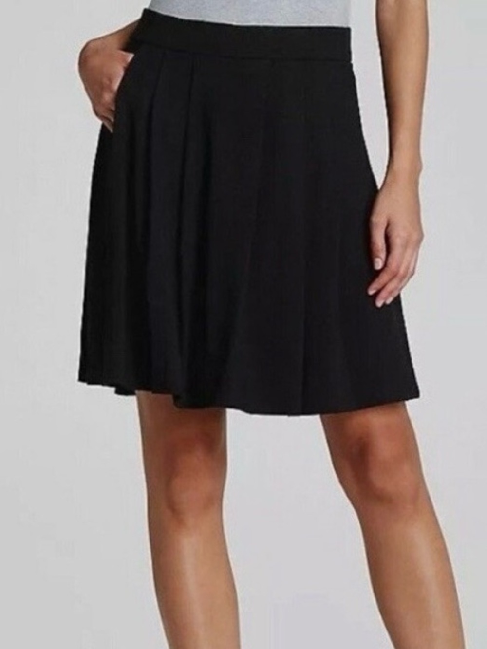Eileen Fisher Black Pull on Midi Skirt with Pockets